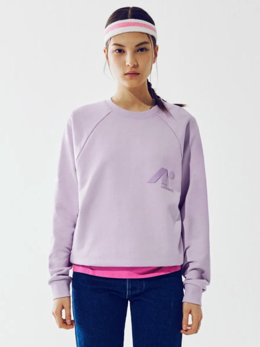 Descente Allrounder Graphic Eco Terry Sweatshirt in Lavender Size Small